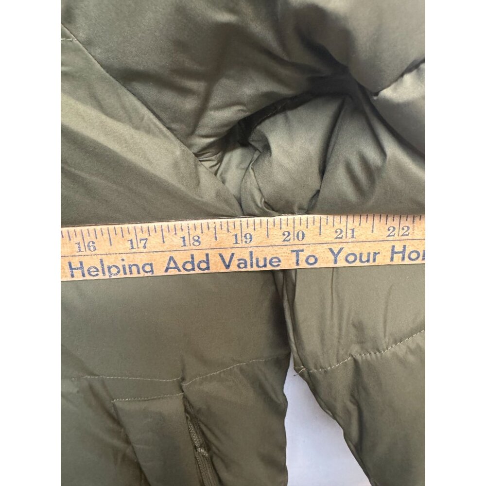 Levis Womens Olive Green Long Hooded Puffer Coat Front Zipper Snap Buttons Small - Picture 12 of 13